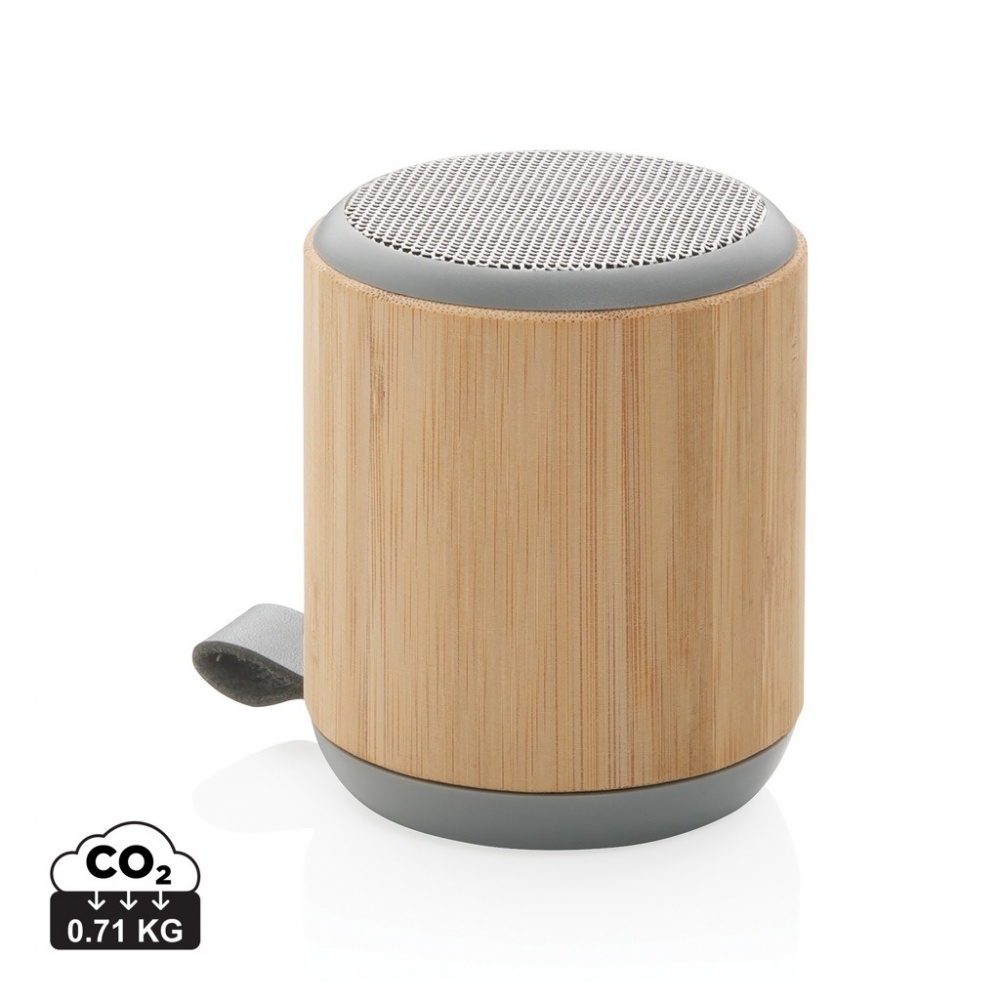 Logo trade promotional items image of: Bamboo and fabric 3W wireless speaker