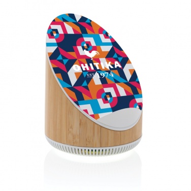 Logo trade promotional gifts picture of: Ovate bamboo 5W speaker with 15W wireless charger