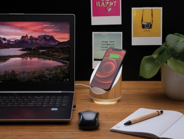 Logotrade promotional merchandise photo of: Ovate bamboo 5W speaker with 15W wireless charger