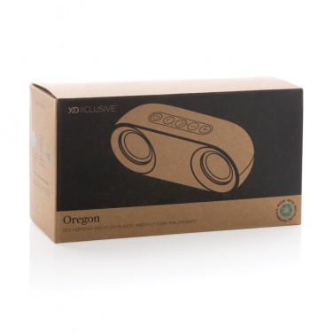 Logo trade promotional item photo of: Oregon RCS recycled plastic and cork 10W speaker