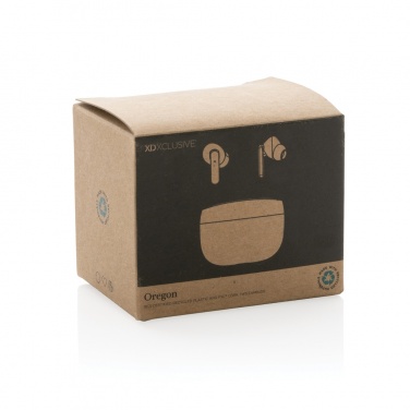 Logotrade promotional gift picture of: Oregon RCS recycled plastic and cork TWS earbuds