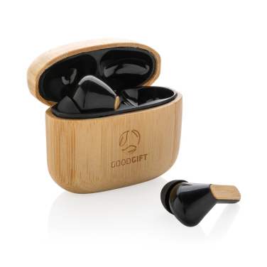 Logotrade promotional merchandise photo of: Bamboo TWS earbuds with RCS recycled plastic