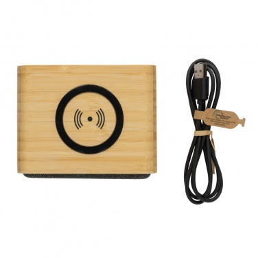 Logotrade promotional item picture of: RCS Rplastic 3W speaker with bamboo 5W wireless