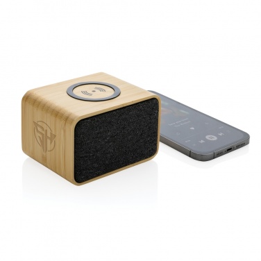 Logo trade business gifts image of: RCS Rplastic 3W speaker with bamboo 5W wireless