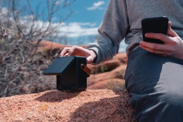 Logotrade corporate gift image of: Skywave RCS recycled plastic solar speaker 12W