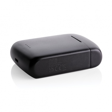 Logo trade promotional gift photo of: Skywave RCS recycled plastic solar earbuds