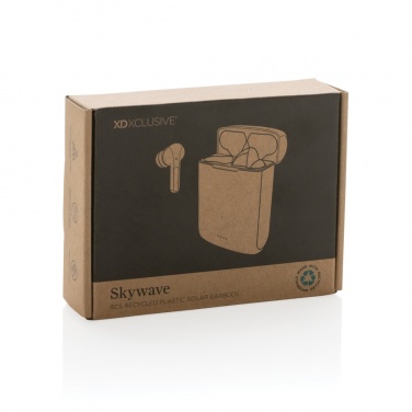 Logotrade promotional products photo of: Skywave RCS recycled plastic solar earbuds