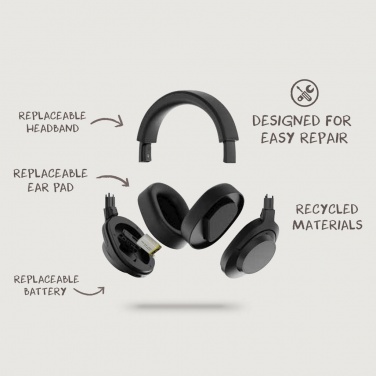 Logo trade advertising products picture of: Irvine RCS recycled and repairable ANC wireless headphone