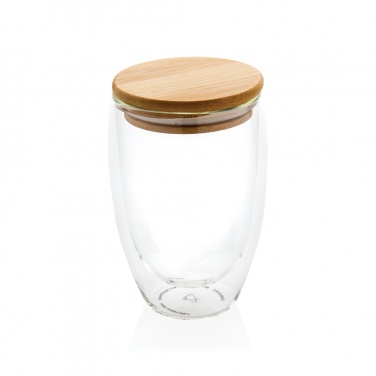 Logotrade promotional giveaways photo of: Double wall borosilicate glass with bamboo lid 350ml