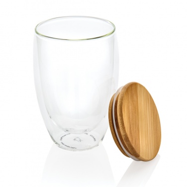 Logotrade promotional giveaway picture of: Double wall borosilicate glass with bamboo lid 350ml