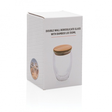 Logotrade promotional merchandise image of: Double wall borosilicate glass with bamboo lid 350ml