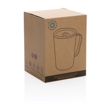 Logo trade promotional products image of: RCS Recycled stainless steel modern vacuum mug with lid