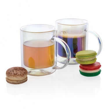 Logo trade promotional merchandise image of: Deluxe double wall electroplated glass mug