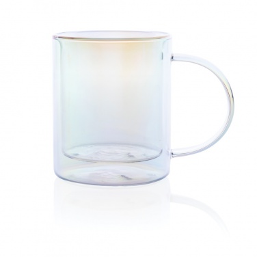 Logo trade promotional merchandise picture of: Deluxe double wall electroplated glass mug