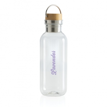 Logo trade advertising products picture of: RCS RPET bottle with bamboo lid and handle