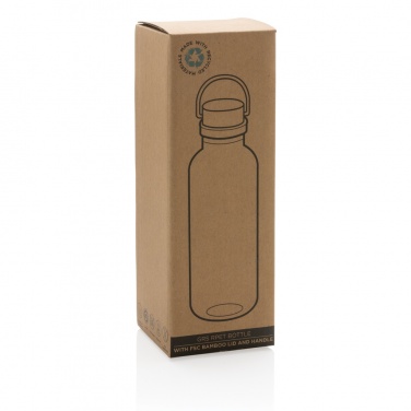 Logo trade business gifts image of: RCS RPET bottle with bamboo lid and handle