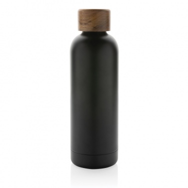 Logo trade promotional products image of: Wood RCS certified recycled stainless steel vacuum bottle