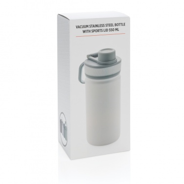 Logo trade promotional products image of: Vacuum stainless steel bottle with sports lid 550ml