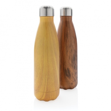 Logo trade business gifts image of: Vacuum insulated stainless steel bottle with wood print