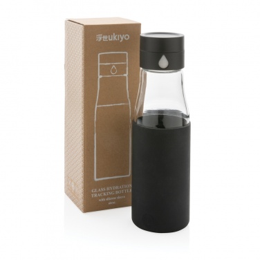 Logo trade promotional items image of: Ukiyo glass hydration tracking bottle with sleeve