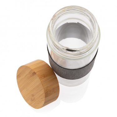 Logo trade promotional item photo of: Impact borosilicate glass bottle with bamboo lid