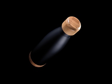Logo trade corporate gifts picture of: Vacuum stainless steel bottle with bamboo lid and bottom