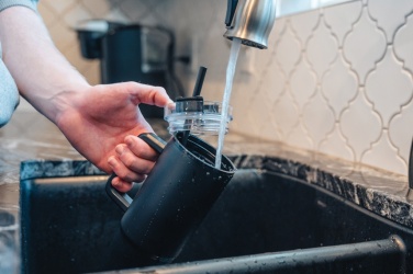 Logotrade promotional products photo of: Cube RCS certified recycled steel mug 800ml