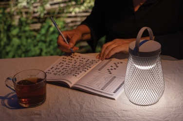 Logo trade promotional products image of: Aurora RCS recycled plastic USB re-chargeable table lamp