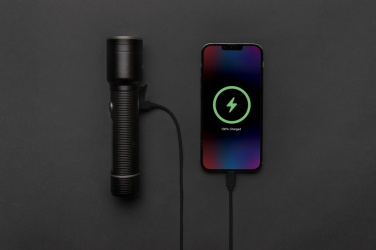 Logotrade corporate gift image of: RCS recycled aluminum USB-rechargeable heavy duty torch