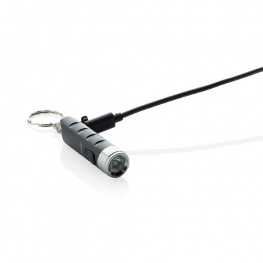 Logotrade promotional merchandise photo of: Globix RCS recycled plastic USB re-chargeable keychain torch
