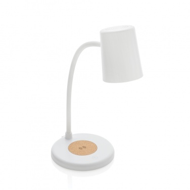 Logo trade promotional item photo of: Zenara RCS recycled plastic and cork 15W wireless desk lamp