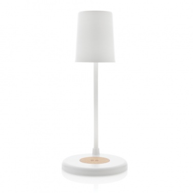 Logo trade promotional items image of: Zenara RCS recycled plastic and cork 15W wireless desk lamp