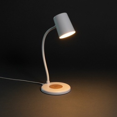 Logotrade promotional giveaway image of: Zenara RCS recycled plastic and cork 15W wireless desk lamp
