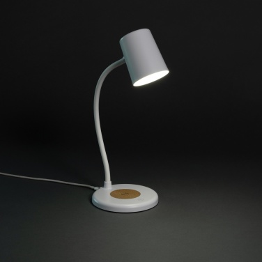 Logo trade promotional giveaways picture of: Zenara RCS recycled plastic and cork 15W wireless desk lamp