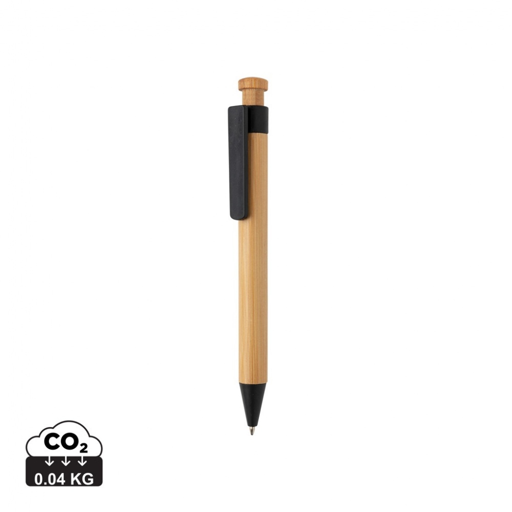 Logo trade promotional gift photo of: Bamboo pen with wheatstraw clip