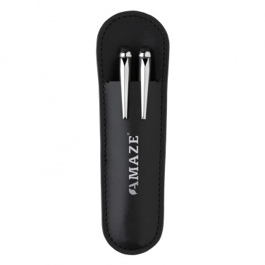 Logo trade corporate gifts image of: Swiss Peak deluxe pen set in PU pouch