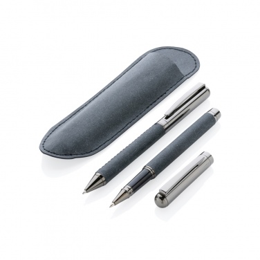 Logo trade promotional giveaways image of: Recycled leather pen set
