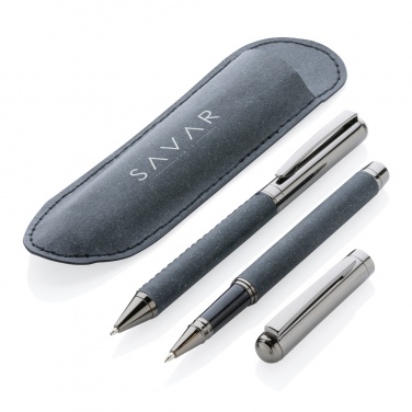 Logo trade promotional items picture of: Recycled leather pen set