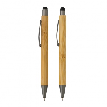 Logo trade advertising products picture of: Bamboo modern pen set in box
