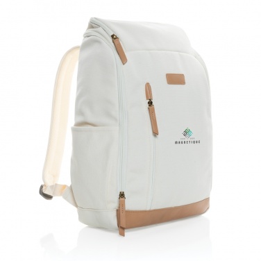 Logo trade corporate gifts image of: Impact AWARE™ 16 oz. recycled canvas 15" laptop backpack