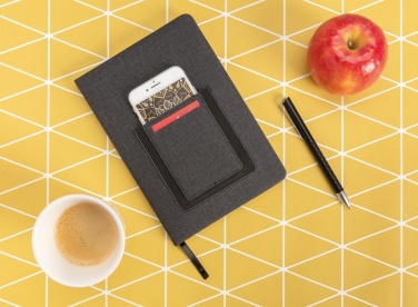 Logo trade promotional gifts picture of: Deluxe A5 Notebook with phone pocket