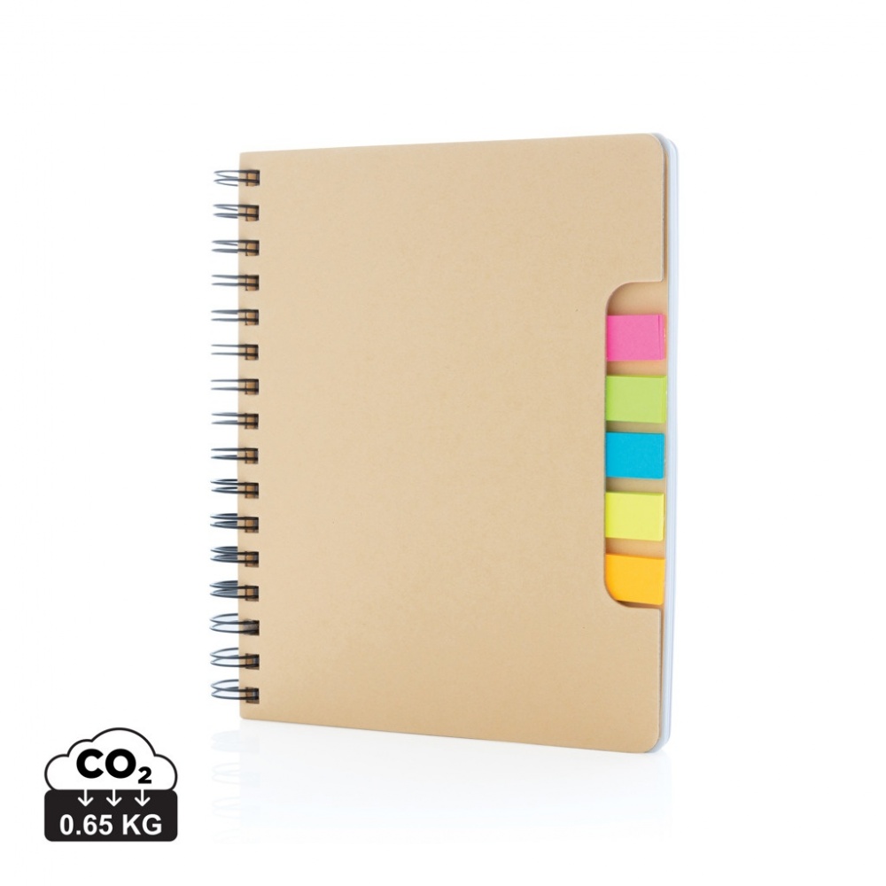 Logotrade promotional gift image of: A5 Kraft spiral notebook with sticky notes