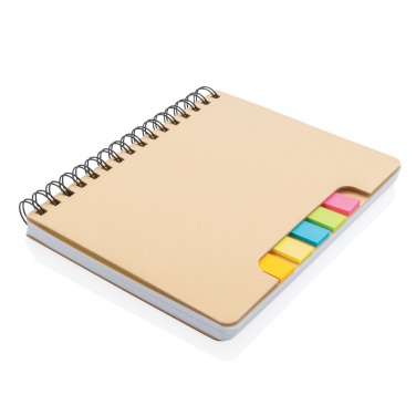 Logo trade promotional product photo of: A5 Kraft spiral notebook with sticky notes