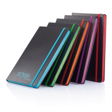 Logo trade promotional items image of: Deluxe hardcover A5 notebook with coloured side