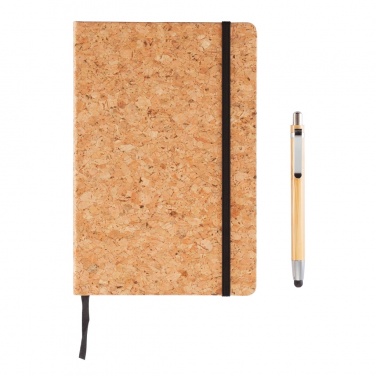 Logotrade advertising products photo of: A5 notebook with bamboo pen including stylus