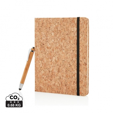 Logo trade promotional item photo of: A5 notebook with bamboo pen including stylus
