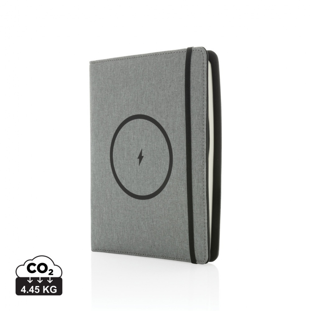 Logo trade corporate gifts image of: Air 5W wireless charging notebook with 5000mAh powerbank