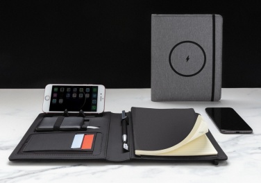 Logotrade corporate gift picture of: Air 5W wireless charging notebook with 5000mAh powerbank