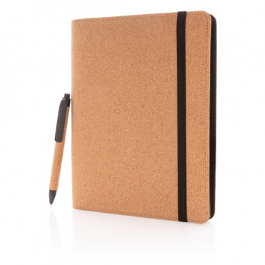 Logo trade advertising products picture of: Deluxe cork portfolio A5 with pen