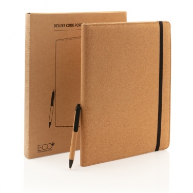 Logo trade promotional gifts picture of: Deluxe cork portfolio A4 with pen